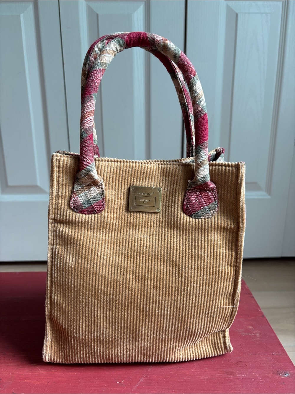 Longaberger Corduroy And Plaid Small Tote Bag